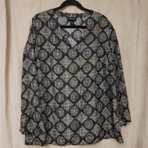 100% Silk Black and  White Tunic